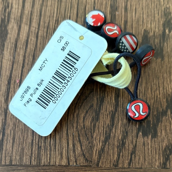 Lululemon Head Band & Pack of Hair Ties/Zipper FLAG Pulls (5) with Red Logo - Picture 2 of 8